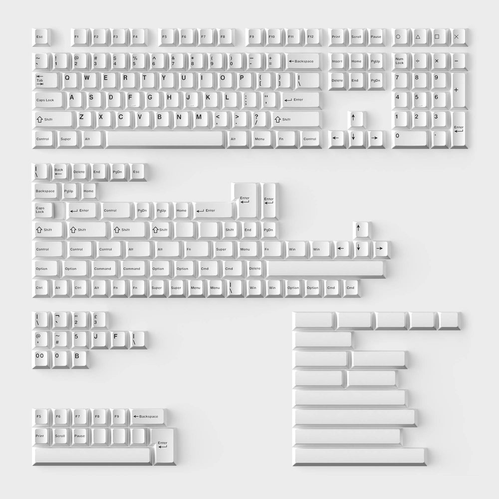 Perfil Cherry Doble - Juego Completo de Keycaps PBT - Negro sobre Blanco - Arco