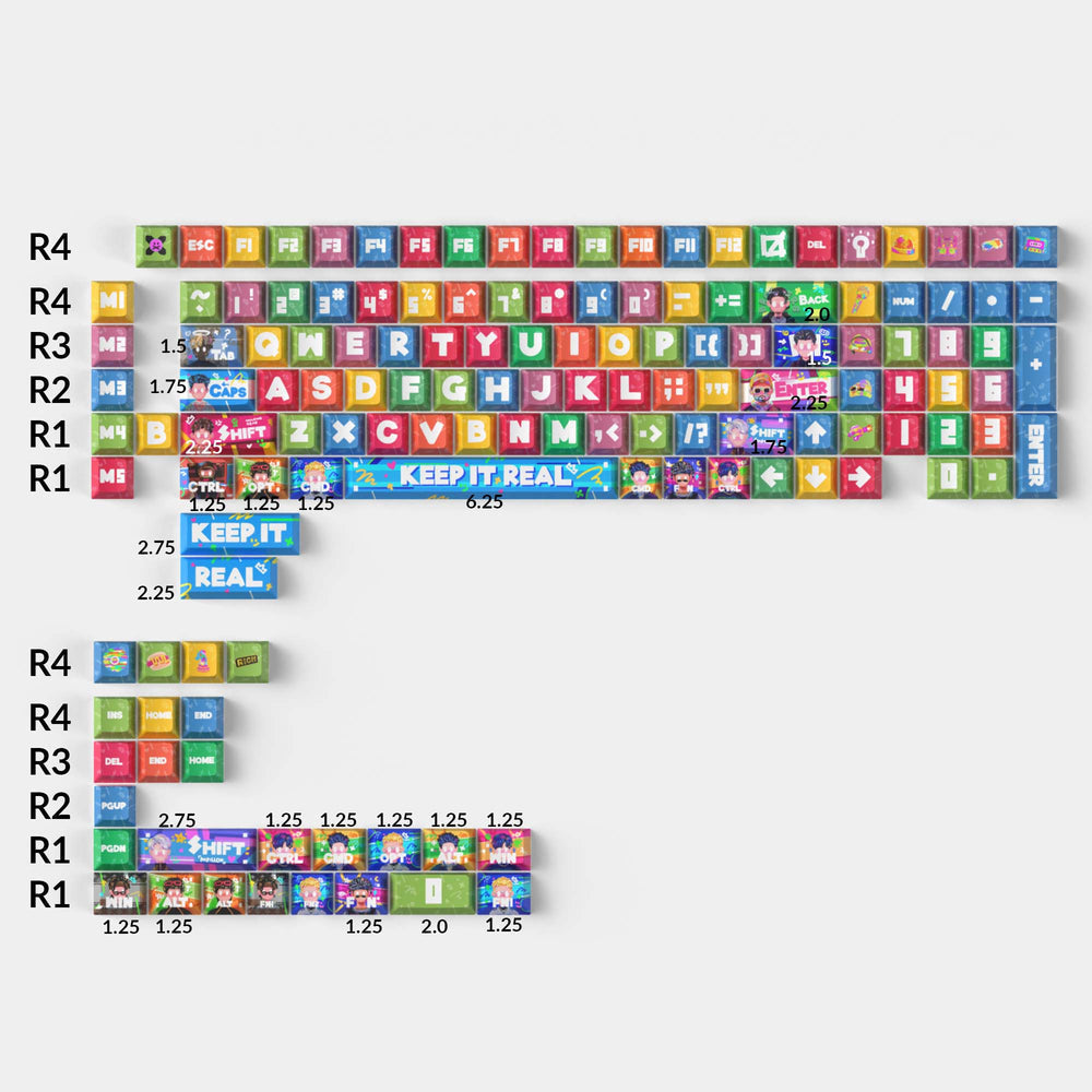 Raper - Cherry Perfil Dye-Sub PBT Juego Completo de Keycaps