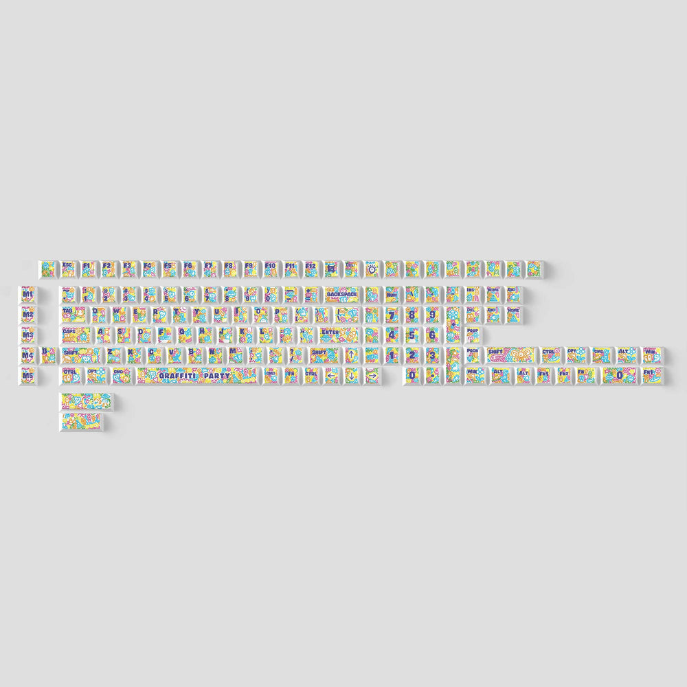 Fiesta de Graffiti - Conjunto completo de teclas PBT con tinte por sublimación de perfil Cherry