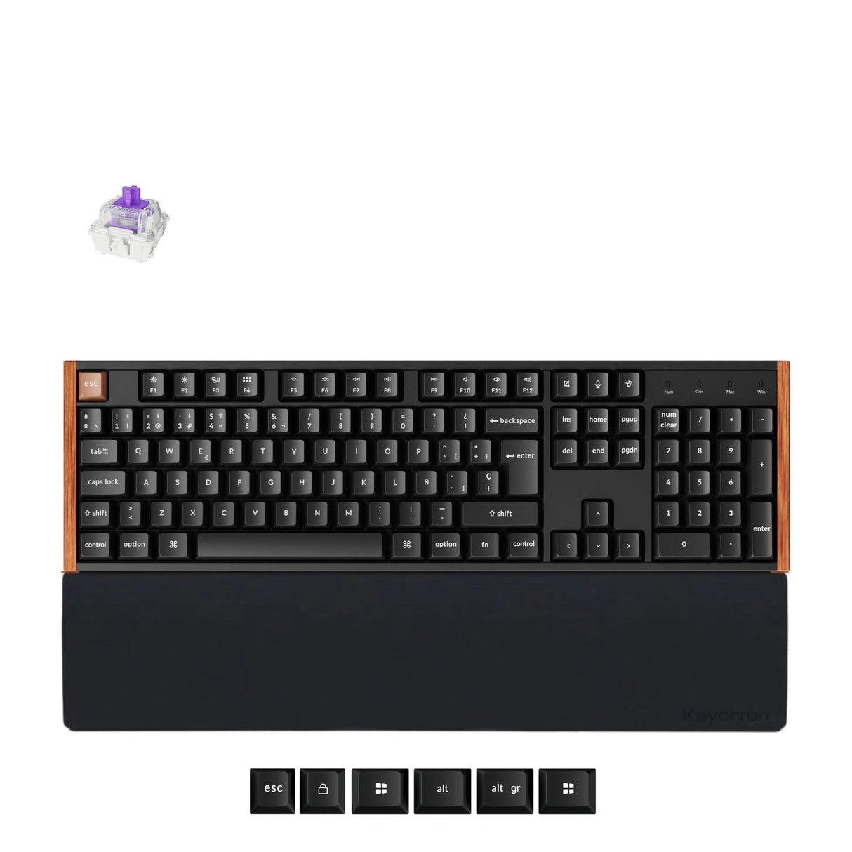 Combo: Teclado Personalizado Inalámbrico Keychron K10 HE con Distribución ISO + Reposamuñecas de Silicona