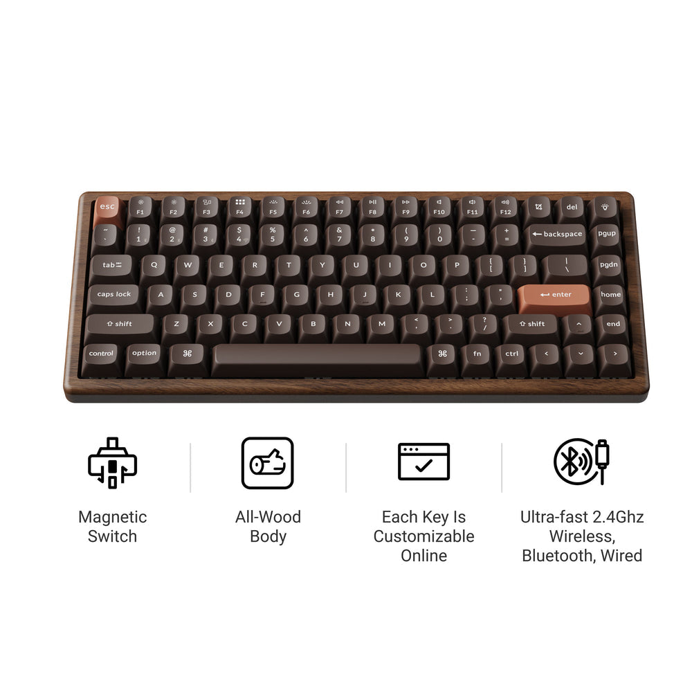 Teclado Personalizado Keychron K2 HE Inalámbrico con Interruptores Magnéticos (Edición Especial Todo Madera)