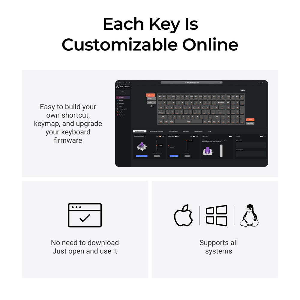 Keychron K4 HE Wireless Magnetic Switch Custom Keyboard(US Layout)