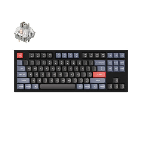 Keychron Q3 QMK VIA custom mechanical keyboard tenkeyless layout full aluminum knob version carbon black frame for Mac windows hot swappable Kailh Midnight Pro Silent Switch