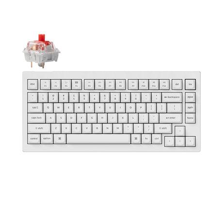 Keychron V1 QMK VIA custom mechanical keyboard 75% layout shell white for Mac Window Linux fully assembled Keychron K Pro red