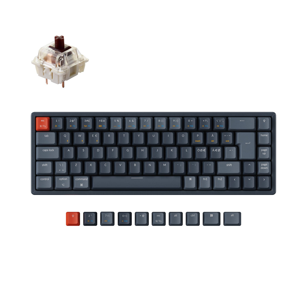 keychron k6 nordic iso layout wireless mechanical keyboard gateron brown switch rgb backlight for mac windows