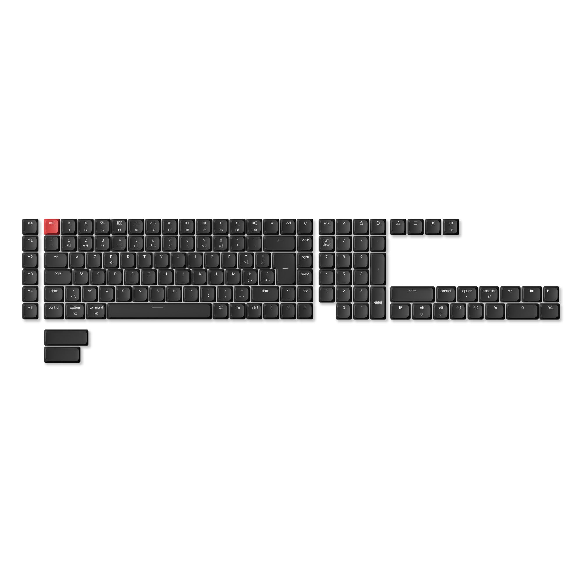 ISO Low Profile Shine-Through ABS LSA Full Set Keycap Set - Black