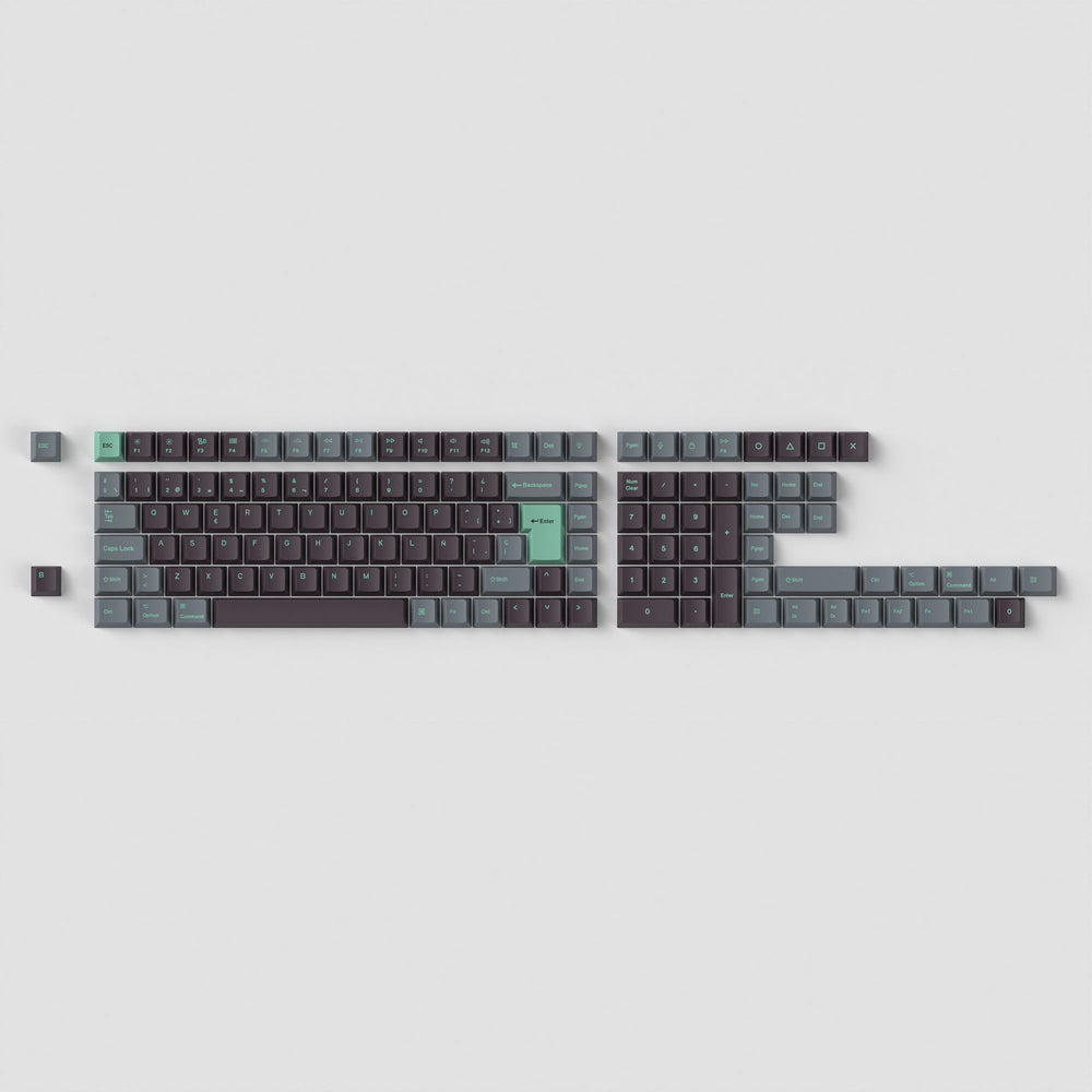 Conjunto completo de teclas ISO Cherry perfil Dye-Sub PBT - Hacker Mint