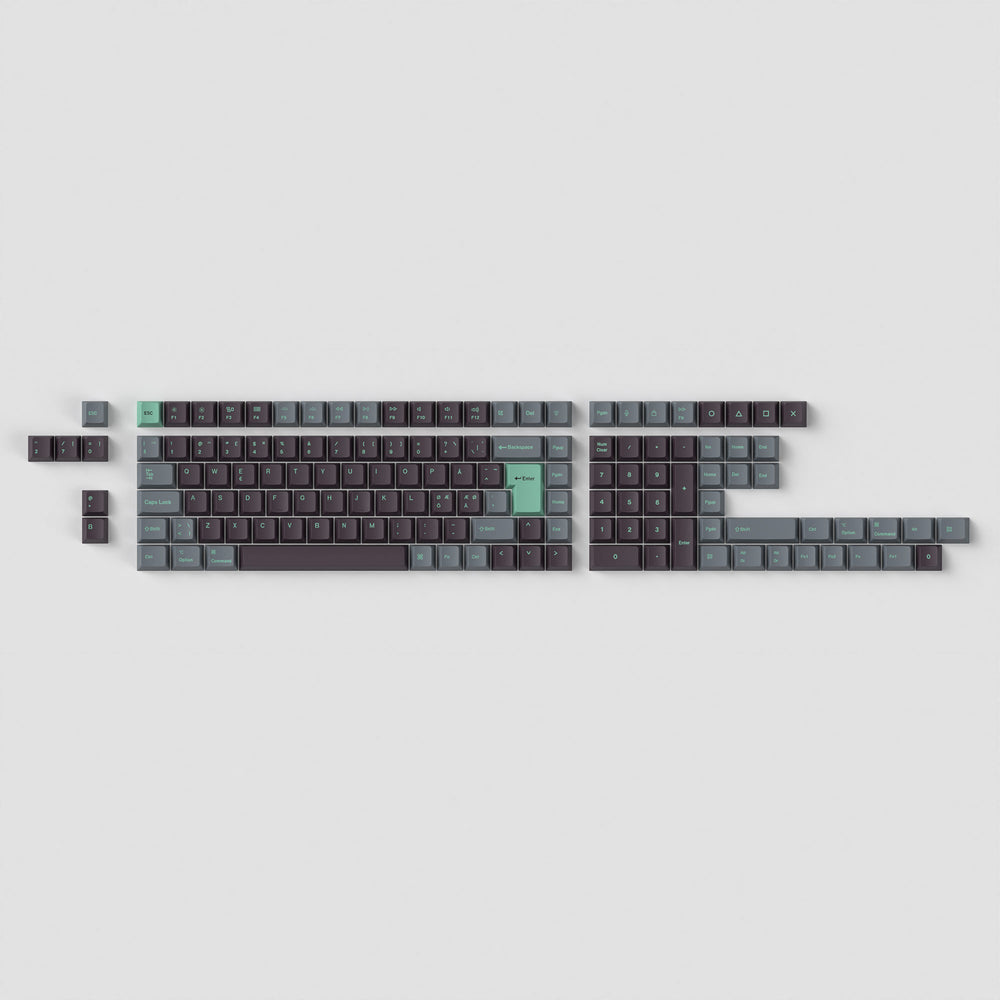 Conjunto completo de teclas ISO Cherry perfil Dye-Sub PBT - Hacker Mint