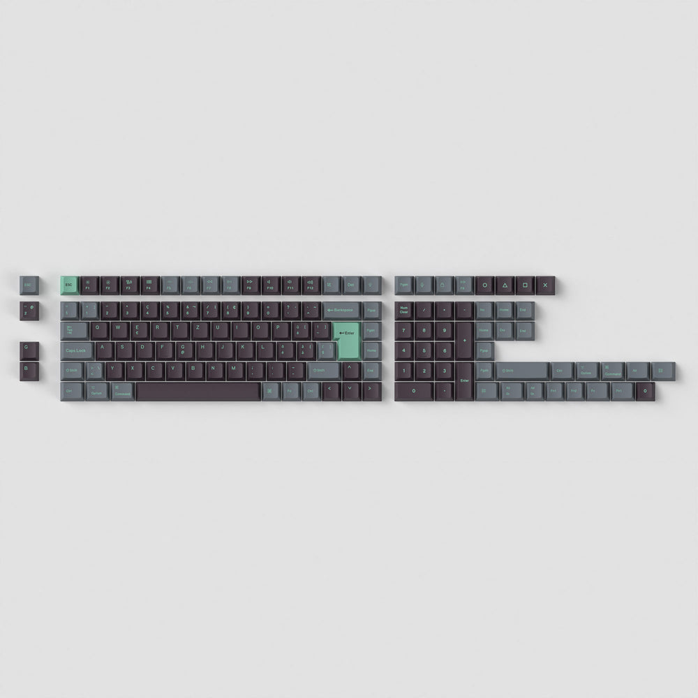 Conjunto completo de teclas ISO Cherry perfil Dye-Sub PBT - Hacker Mint