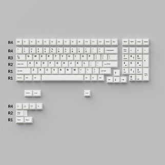 Perfil Cherry Doble - Juego Completo de Keycaps PBT - Negro sobre Blanco - Arco