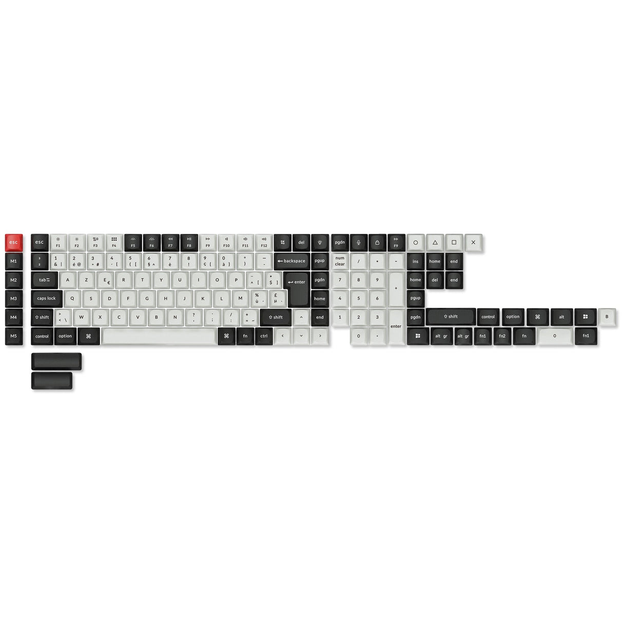 ISO Layout OSA Profile Dye-Sub PBT Full Keycap Set - Black and White