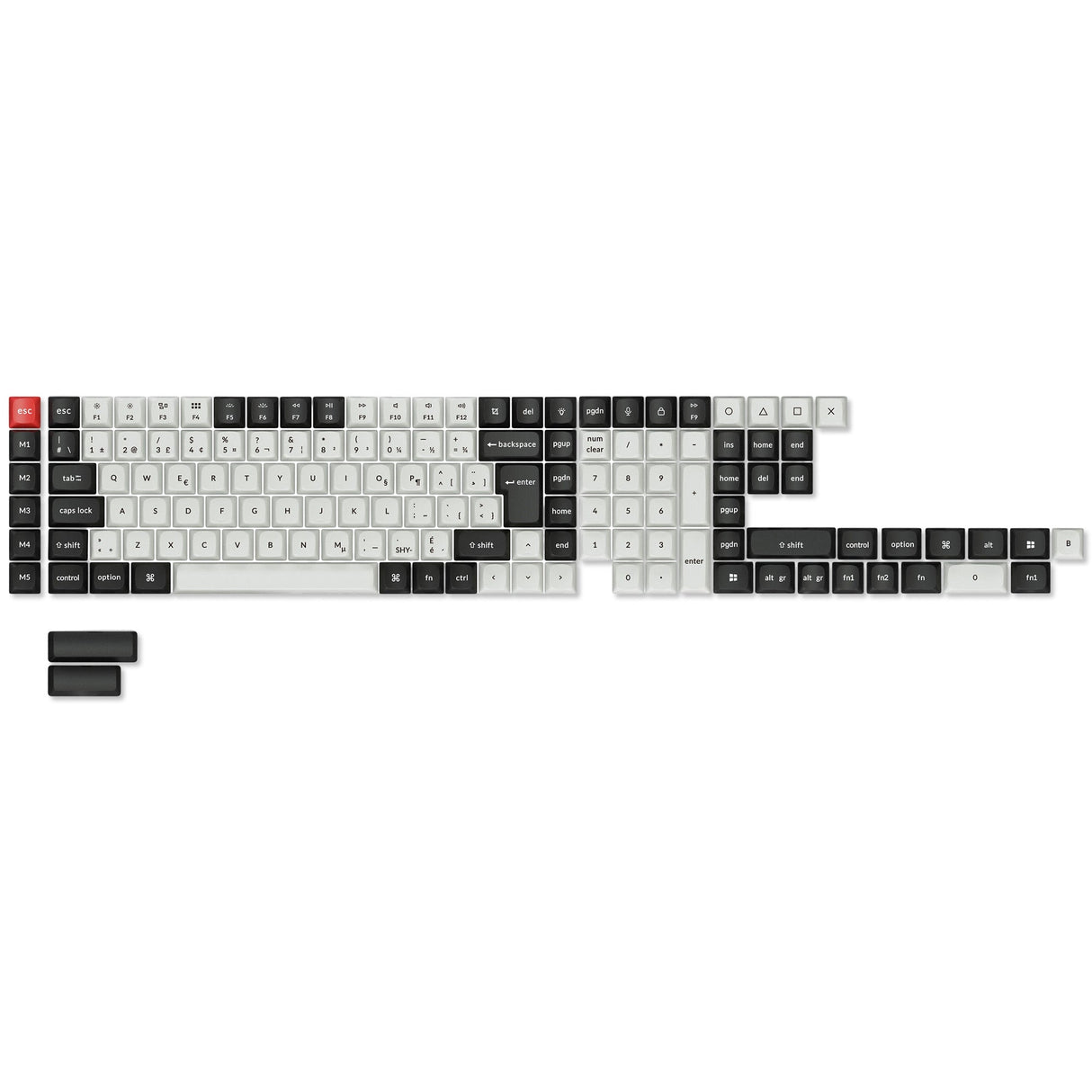 ISO Layout OSA Profile Dye-Sub PBT Full Keycap Set - Black and White