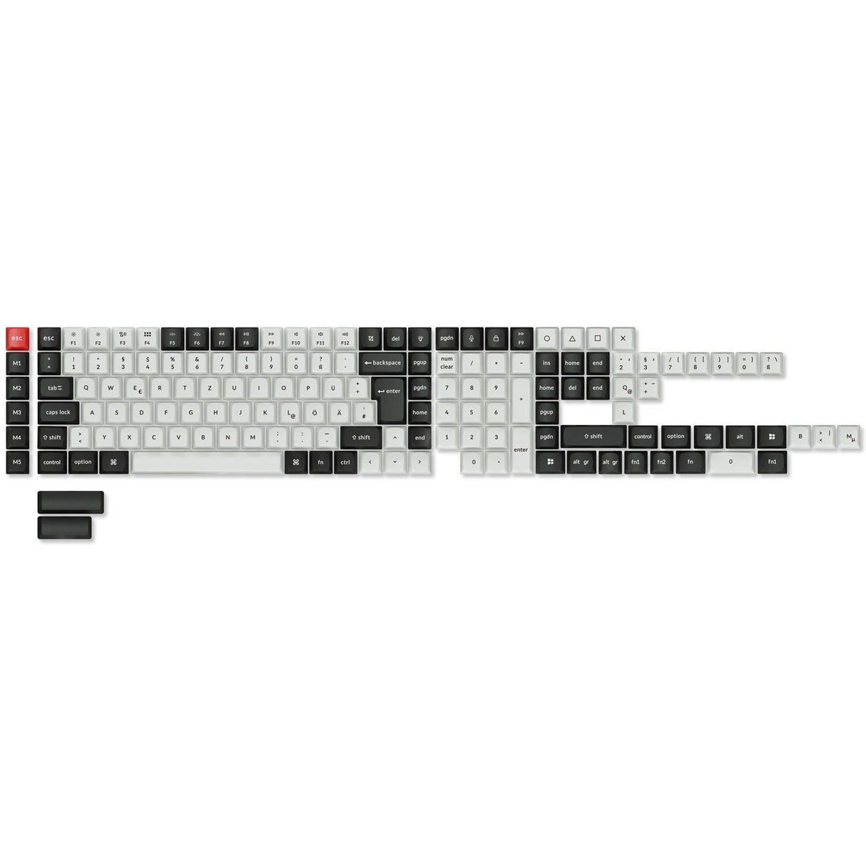 ISO Layout OSA Profile Dye-Sub PBT Full Keycap Set - Black and White