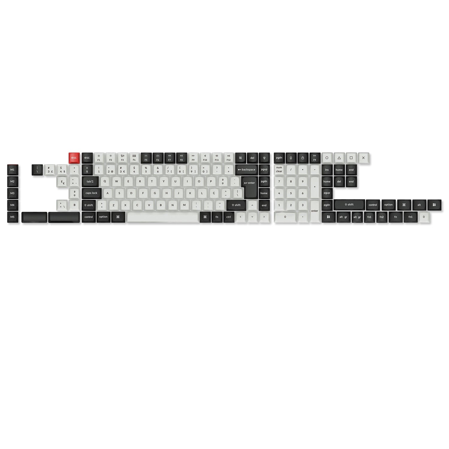 ISO Layout OSA Profile Dye-Sub PBT Full Keycap Set - Black and White