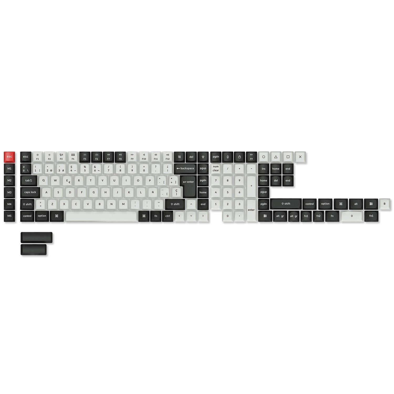 ISO Layout OSA Profile Dye-Sub PBT Full Keycap Set - Black and White