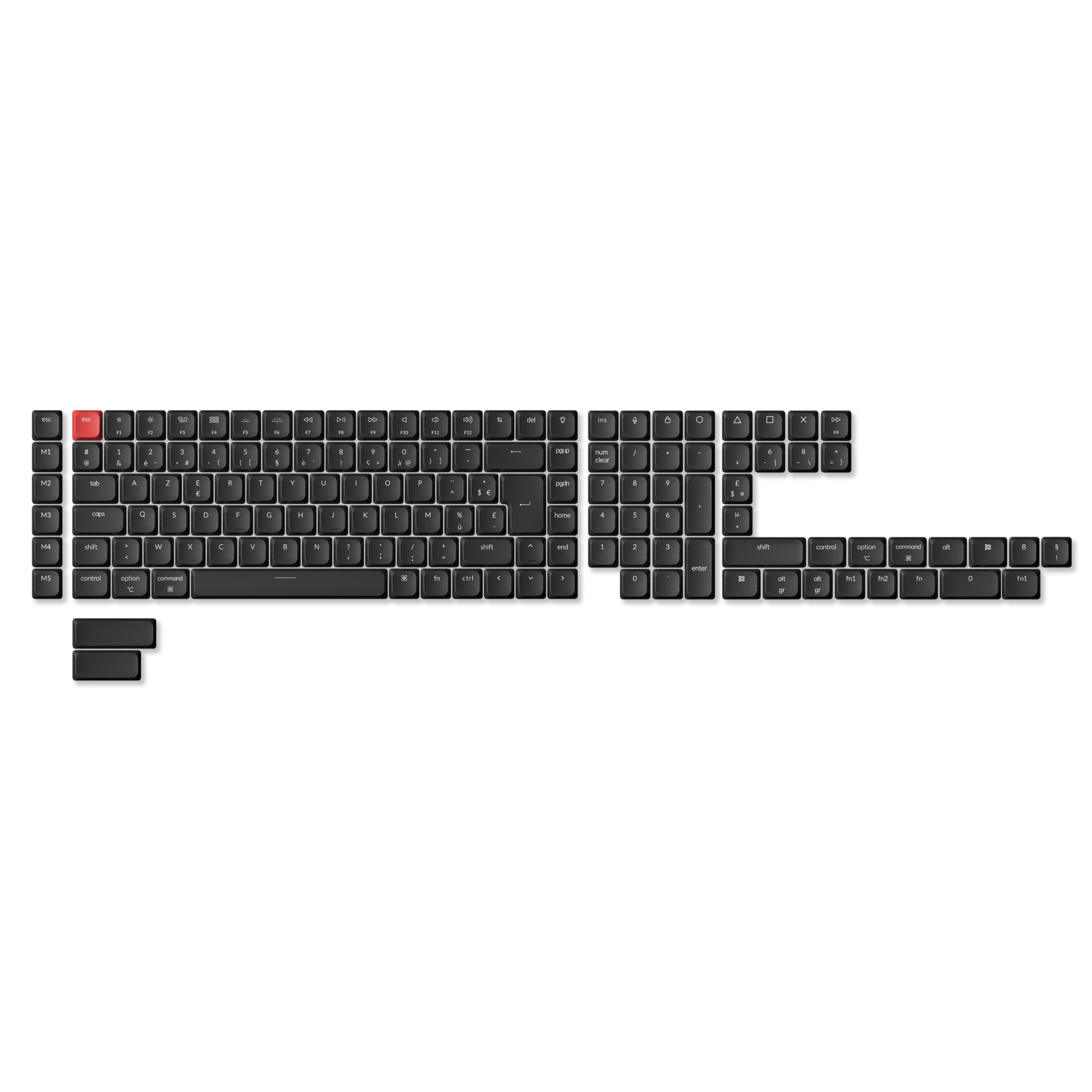 ISO Low Profile Shine-Through ABS LSA Full Set Keycap Set - Black