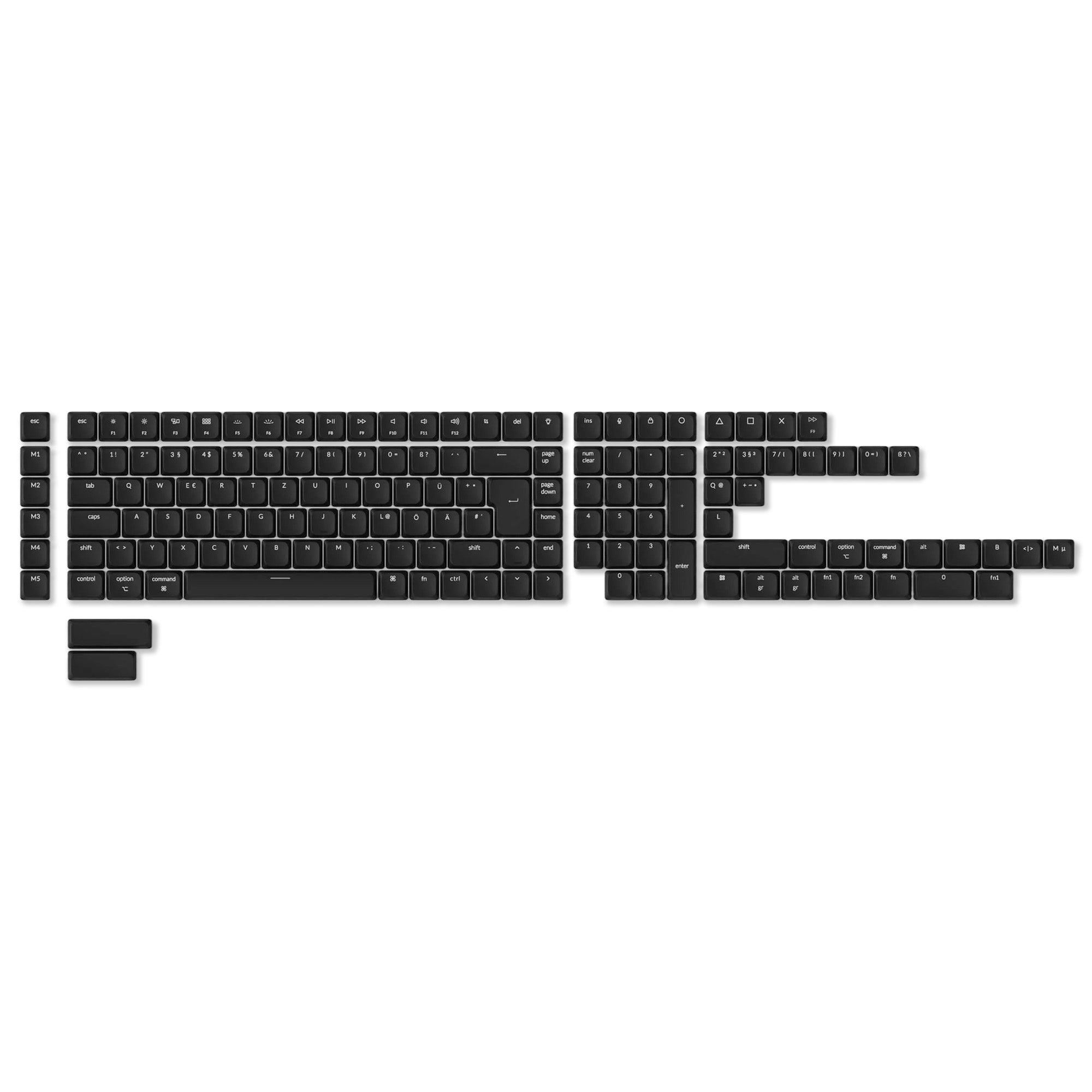 ISO Low Profile Shine-Through ABS LSA Full Set Keycap Set - Black