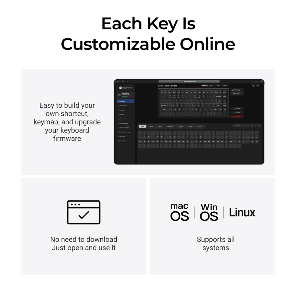 Keychron K2 Ultra 8K Wireless Custom Mechanical Keyboard (US ANSI Layout)