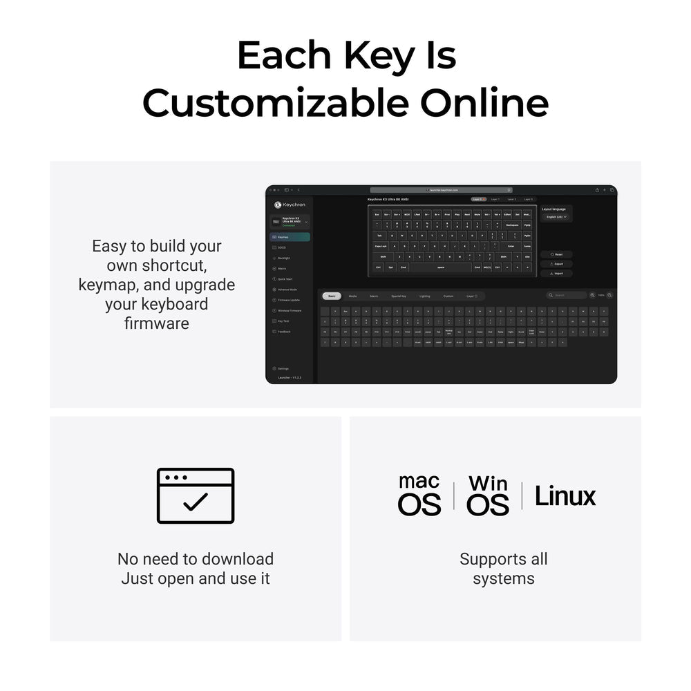 Teclado Mecánico Personalizado Inalámbrico Keychron K3 Ultra 8K (Distribución ANSI US)