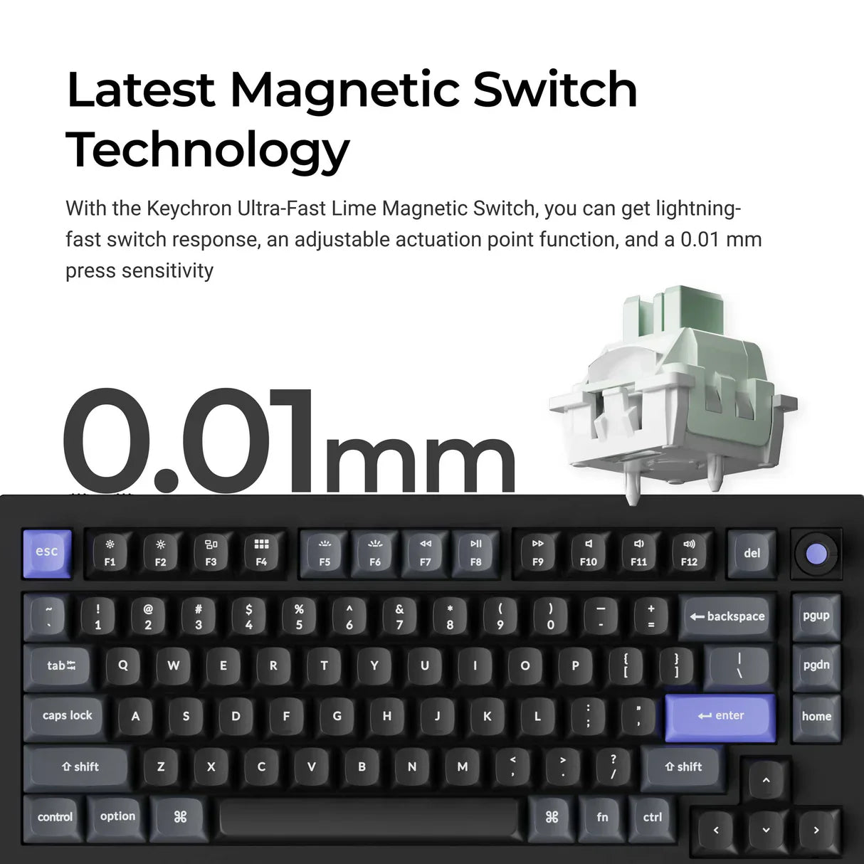 Keychron Q1 HE 8K Teclado por Cable con Conmutadores Magnéticos (Distribución US ANSI)