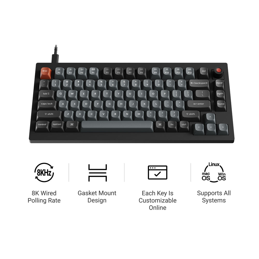 Teclado Mecánico Personalizado con Cable Keychron V1 8K QMK (Distribución US ANSI)