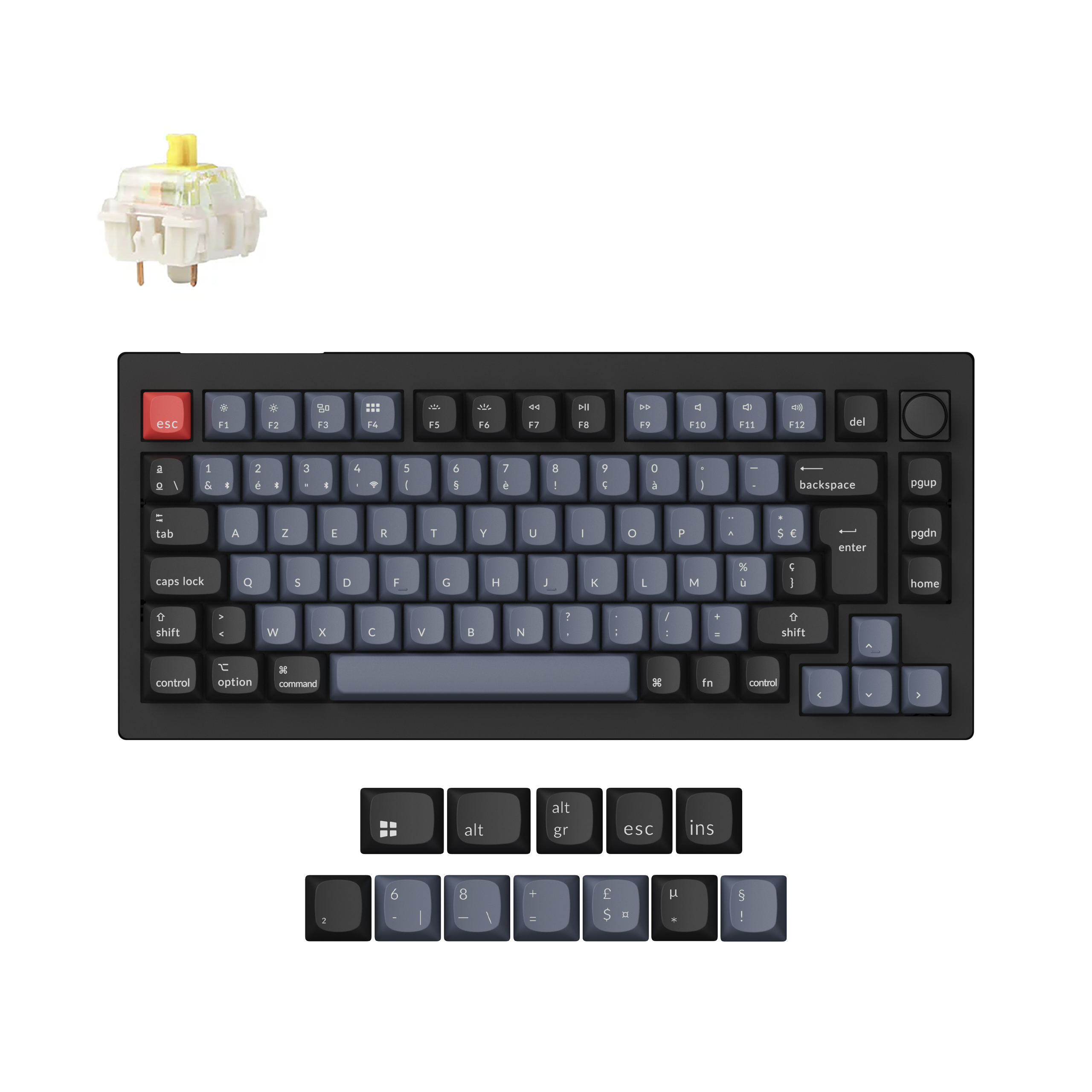 Colección de teclado mecánico personalizado inalámbrico QMK Keychron V1 Max con distribución ISO