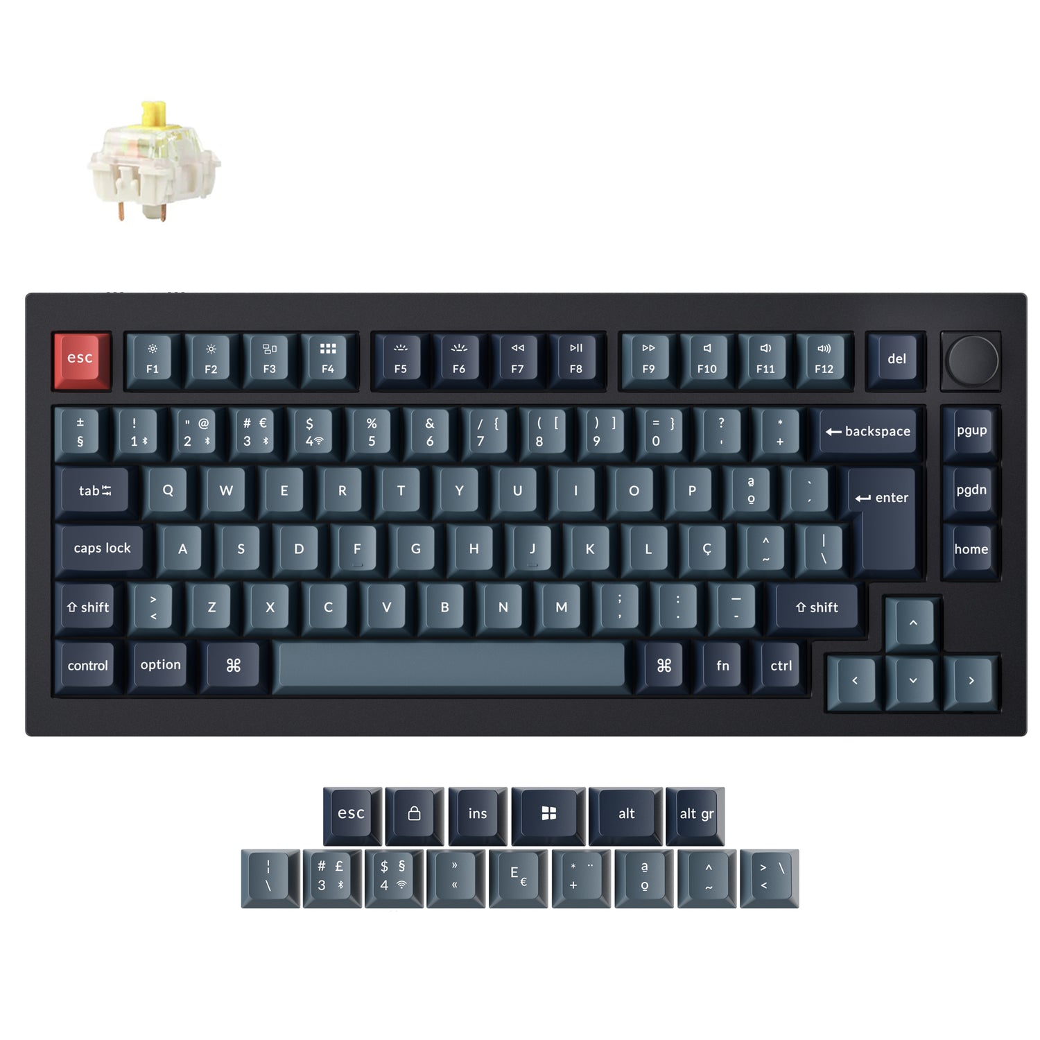 Colección de teclado mecánico personalizado inalámbrico QMK Keychron V1 Max con distribución ISO