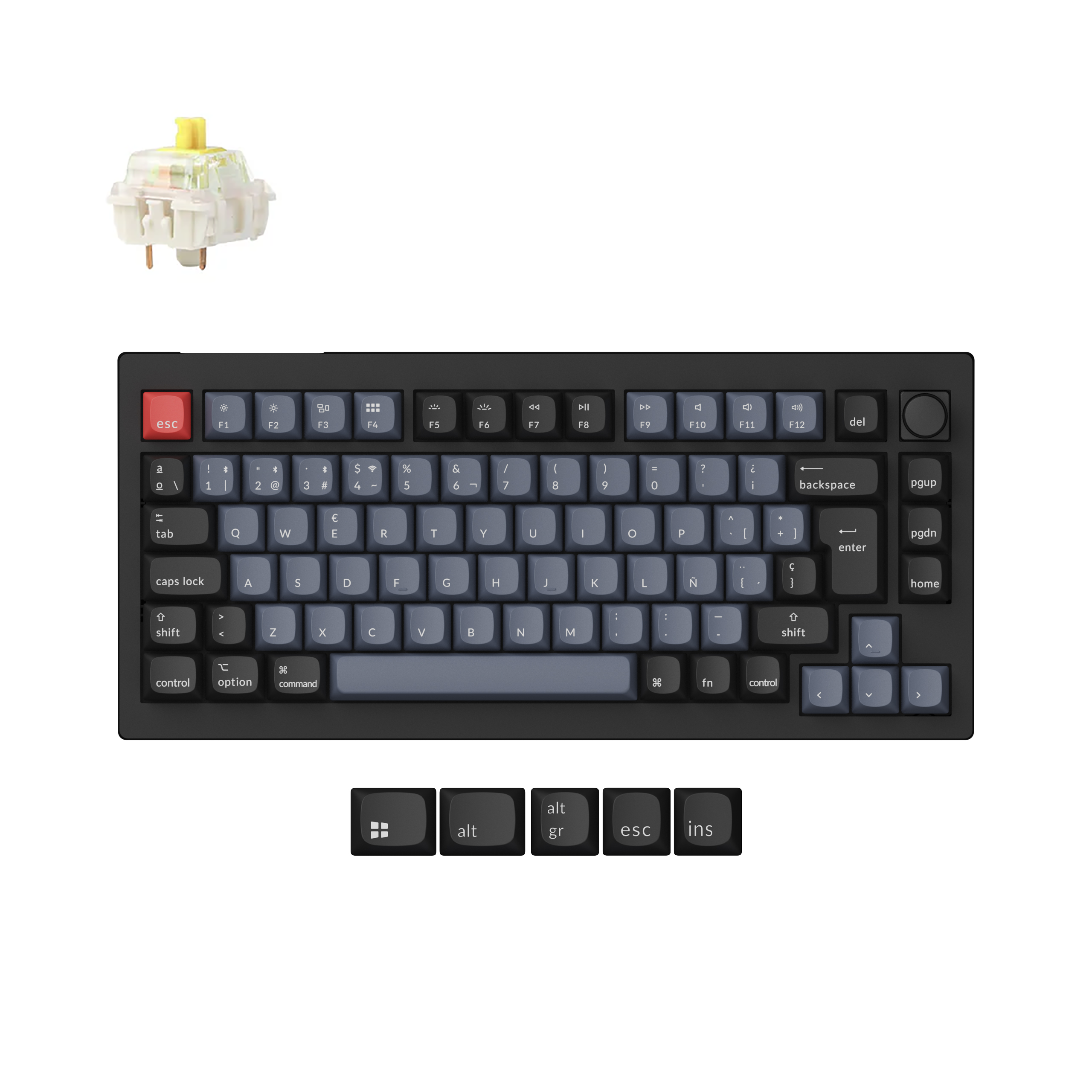 Colección de teclado mecánico personalizado inalámbrico QMK Keychron V1 Max con distribución ISO