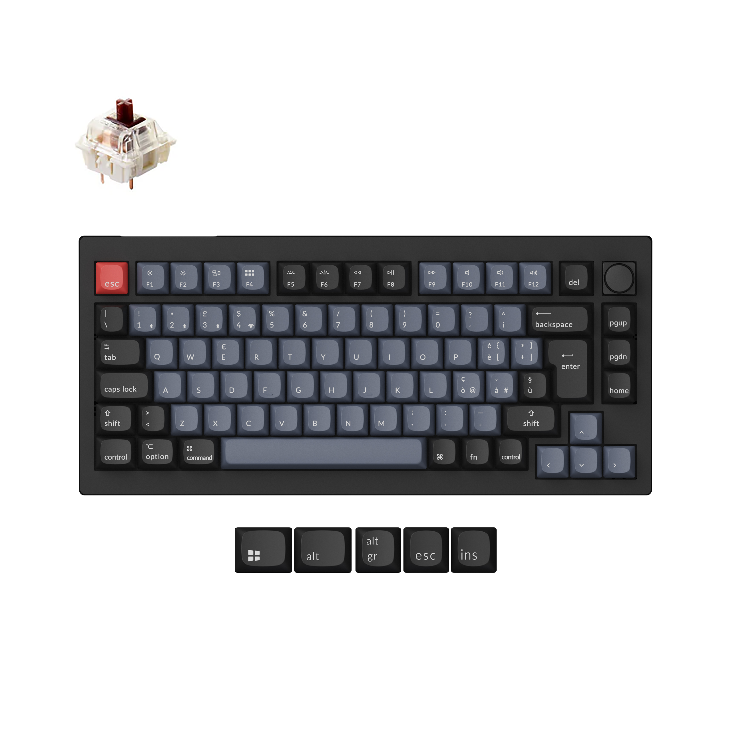 Colección de teclado mecánico personalizado inalámbrico QMK Keychron V1 Max con distribución ISO