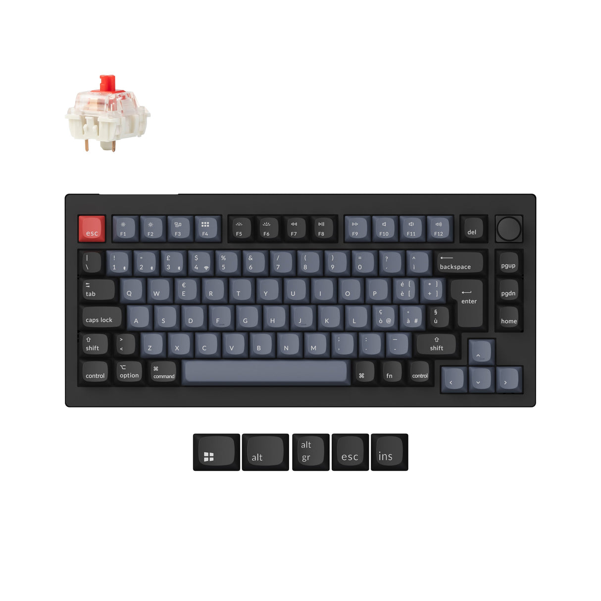 Colección de teclado mecánico personalizado inalámbrico QMK Keychron V1 Max con distribución ISO