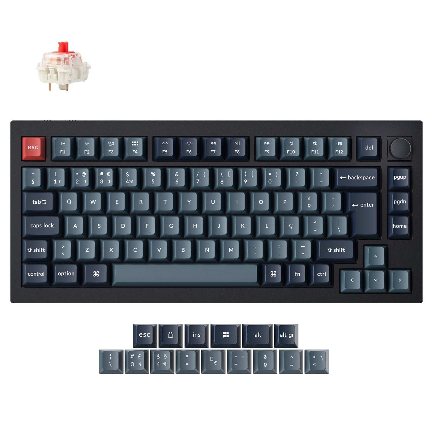Colección de teclado mecánico personalizado inalámbrico QMK Keychron V1 Max con distribución ISO