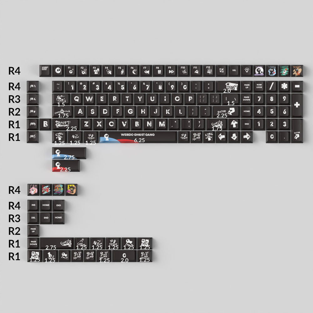 Weirdo Ghost Gang - Conjunto completo de teclas Cherry Profile Dye-Sub PBT