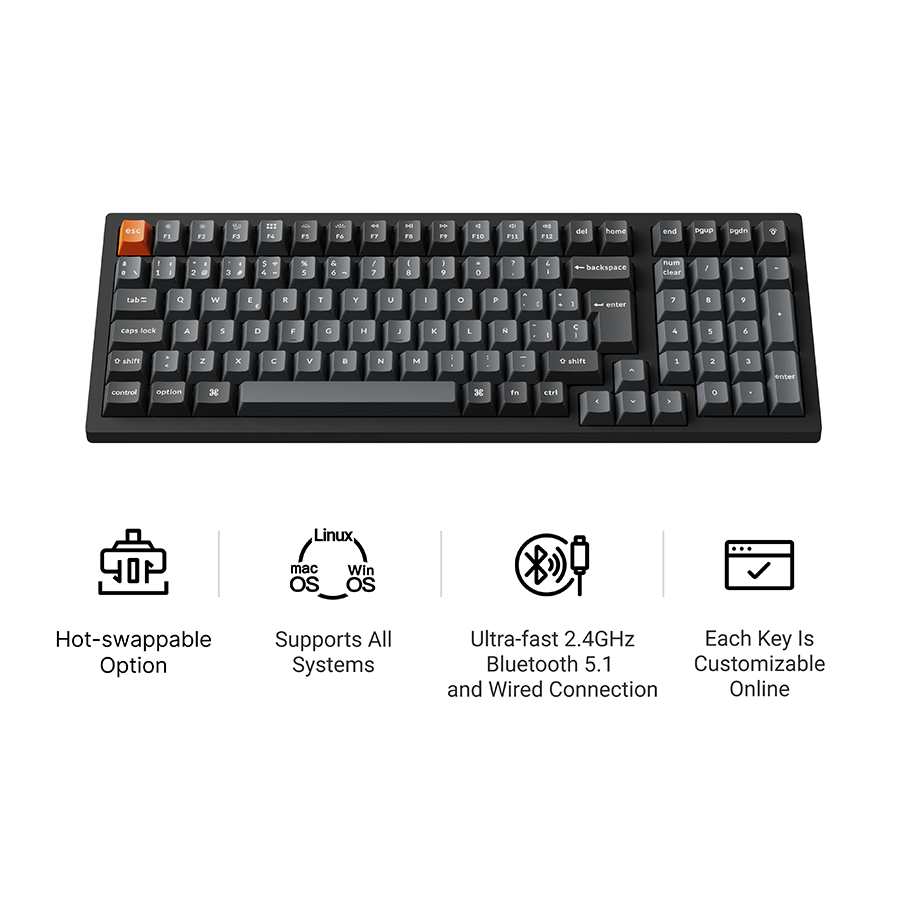 Colección de Teclados Mecánicos Inalámbricos Keychron K4 Max QMK con Distribución ISO