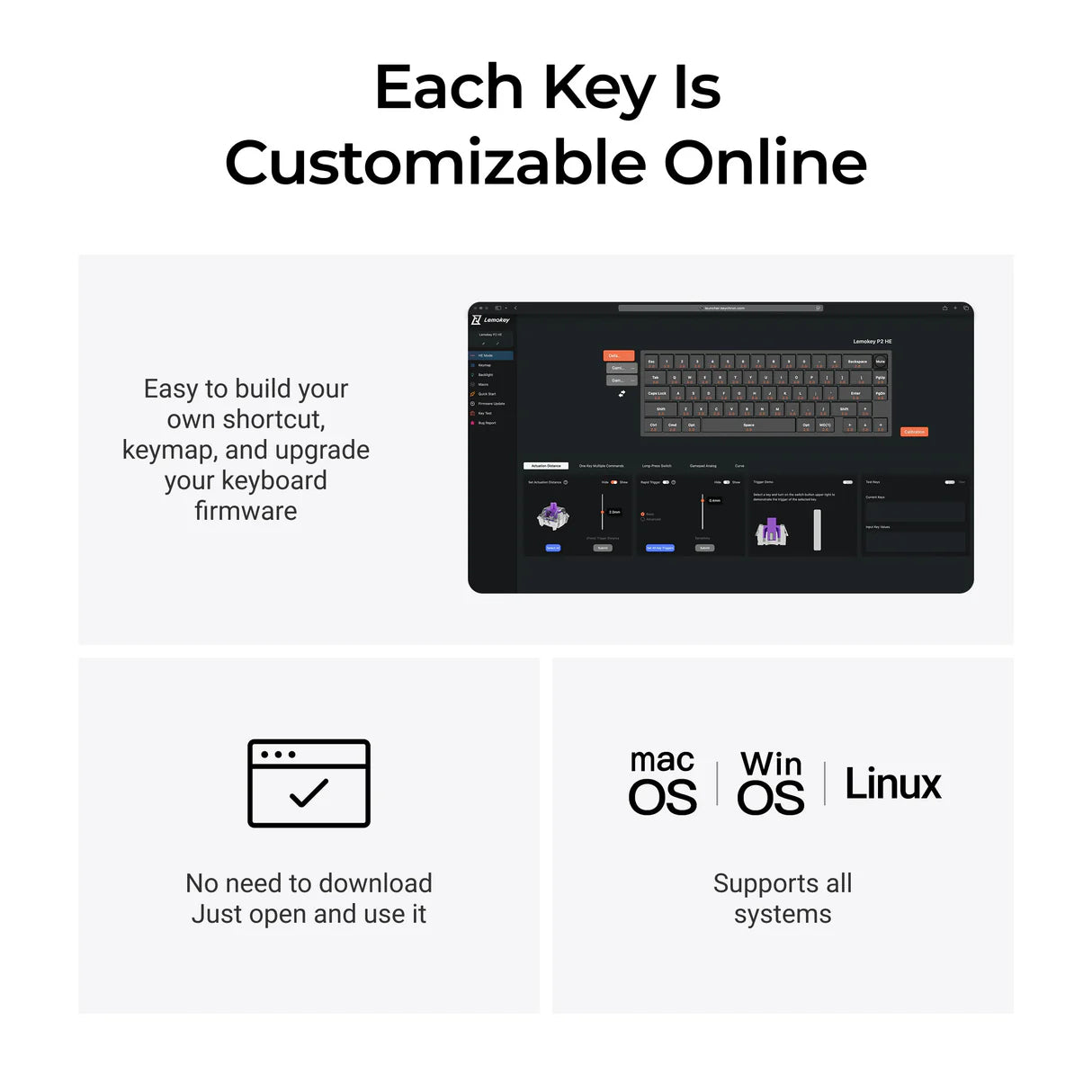 Lemokey P2 HE Wireless Magnetic Switch Custom Gaming Keyboard (US ANSI Layout)