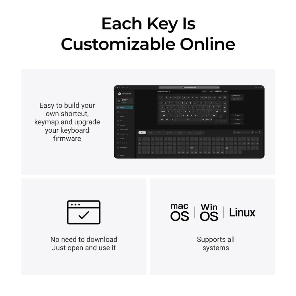 Keychron Q1 Ultra 8K Wireless Custom Mechanical Keyboard ISO Layout Collection