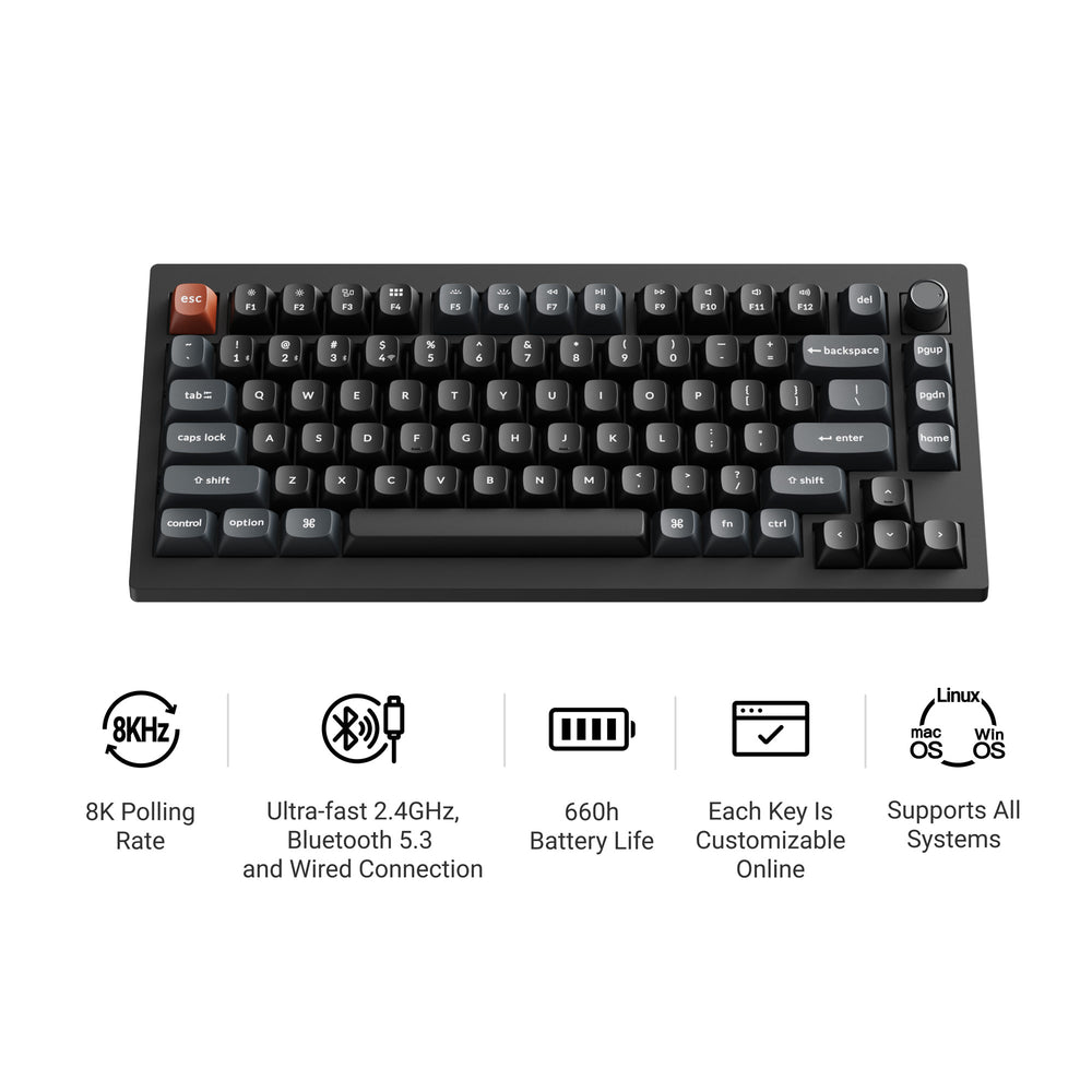 Teclado Mecánico Personalizado Inalámbrico Keychron V1 Ultra 8K (Distribución US ANSI)