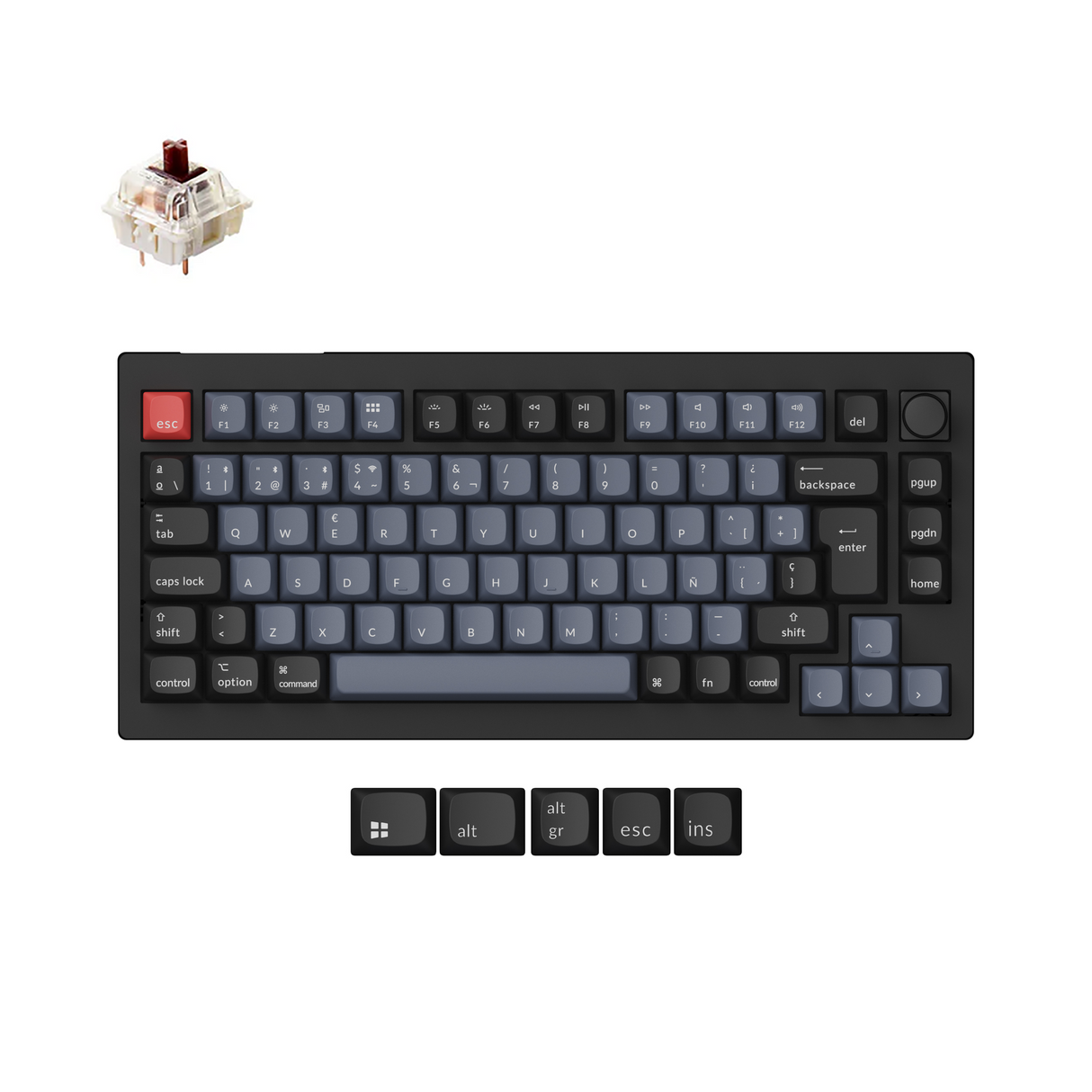 Colección de teclado mecánico personalizado inalámbrico QMK Keychron V1 Max con distribución ISO