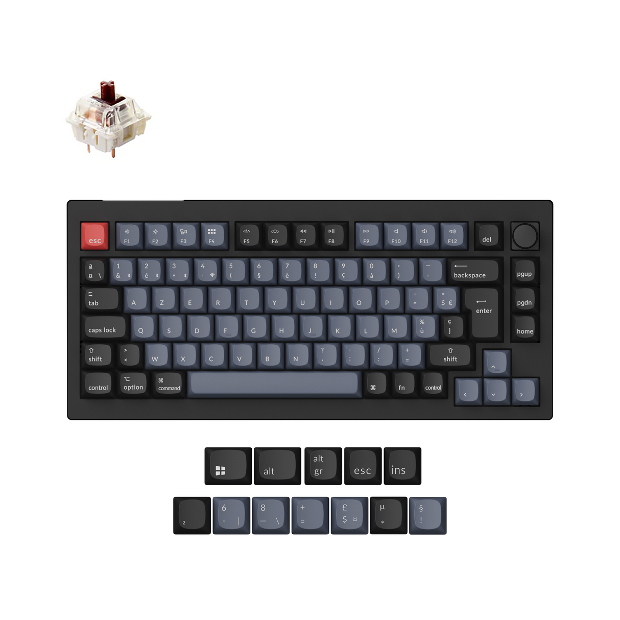 Colección de teclado mecánico personalizado inalámbrico QMK Keychron V1 Max con distribución ISO