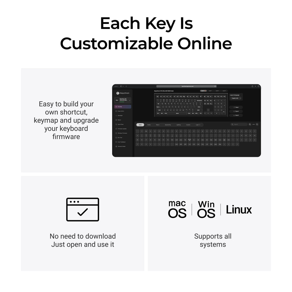 Teclado Mecánico Personalizado Inalámbrico Keychron V6 Ultra 8K (Distribución US ANSI)